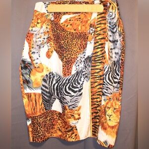 Jerri Sherman Women’s Animal Print silk skirt size 6